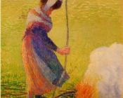 卡米耶毕沙罗 - Woman Burning Wood